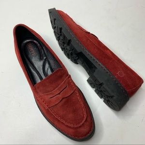 Born Handcrafted suede slip on loafers